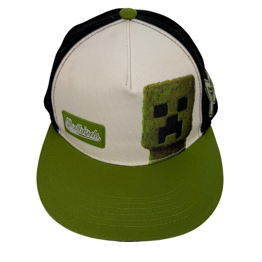 Minecraft Movie Snapback Hat OSFM Creeper Redbirds Promo Green Black Flat Brim